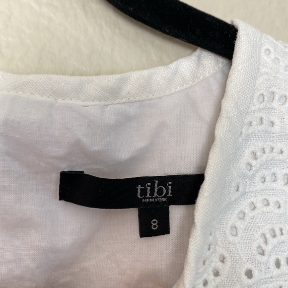 Tibi white eyelet tank blouse women’s 8 peplum zip back EUC - Picture 2 of 5